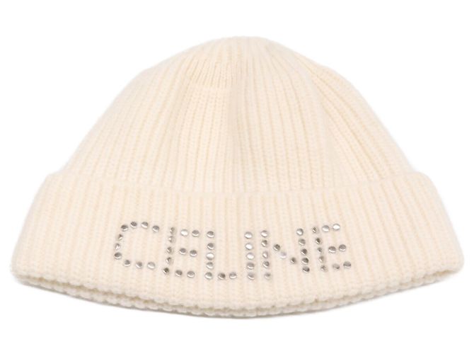 Céline Celine White Wool Knit Hat