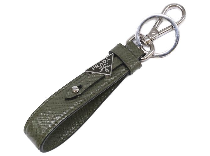 Prada Saffiano Leather Keyring Green