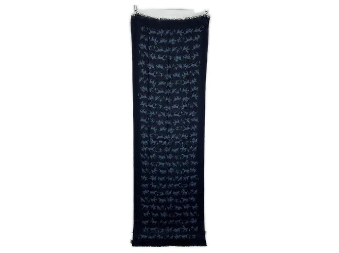 Hermès Hermes Navy Cashmere Silk Stole Navy blue