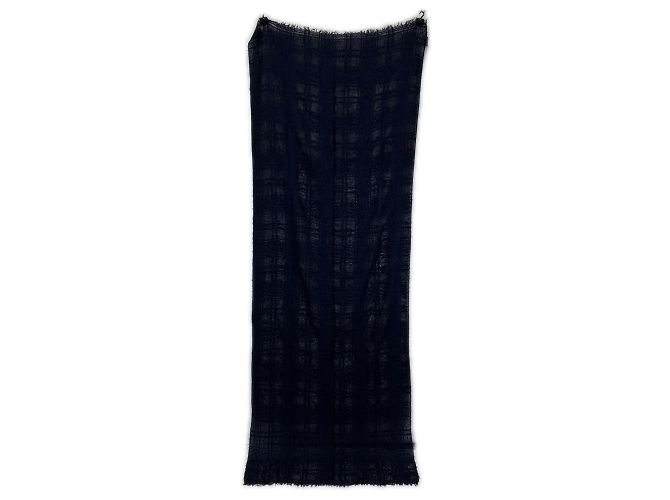 Hermès Hermes Navy Cashmere x Silk Check Stole Navy blue