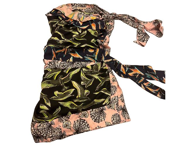 Emilio Pucci Kleid mit Print Schwarz Pink Weiß Mehrfarben Grün