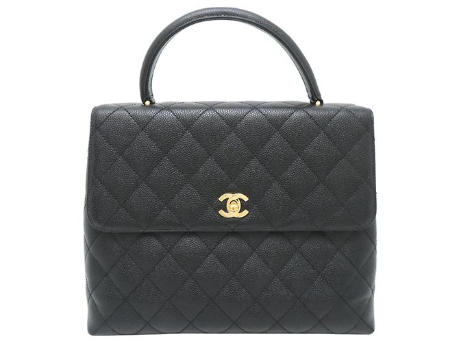 Borsa Chanel in pelle di vitello martellata nera Nero