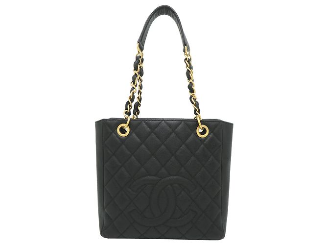 Saco Tote Chanel em couro de bezerro granulado preto