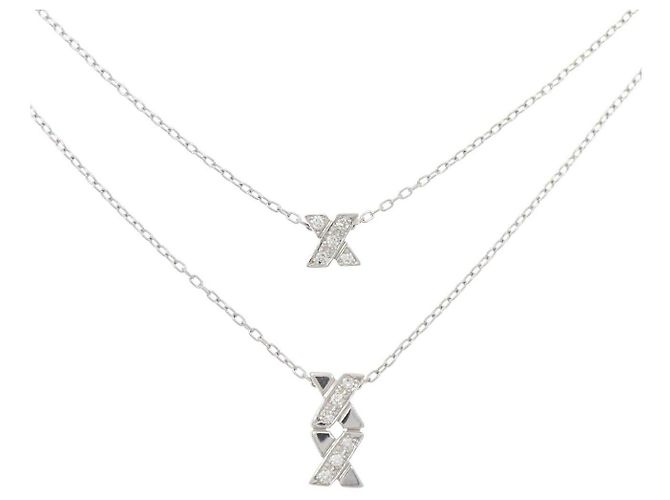Autre Marque Pt850 Diamantenhalskette Silber