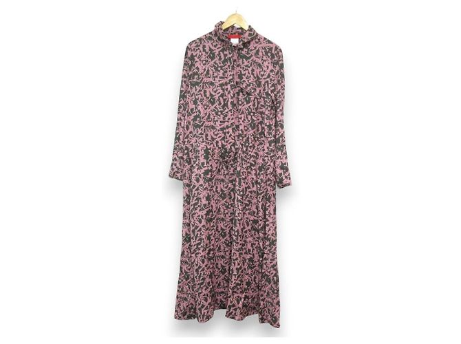 Autre Marque MAX&Co. GLENDA Langärmeliges langes Hemdkleid Pink Grün Khaki