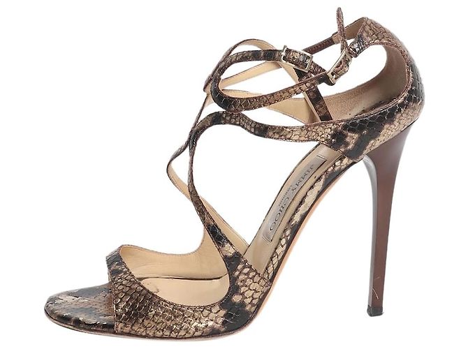 Jimmy Choo Braune Heels in Schlangenleder-Optik - size EU 40.5 (UK 7.5)