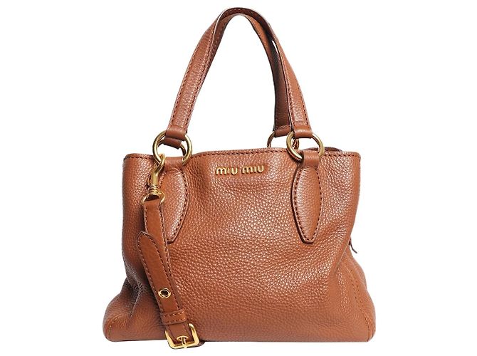 Miu Miu Bolsa 2way em couro castanho Marrom
