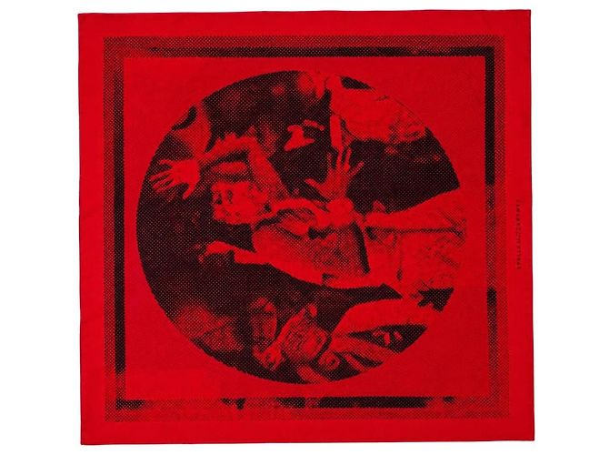 Hermès Lenço Josephine Danse em seda vermelha Vermelho