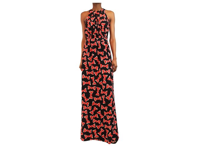 Autre Marque Vestido maxi sem mangas com estampado de doces preto e vermelho - size UK 8