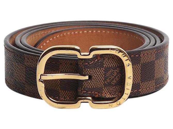 Louis Vuitton Cinto slim Damier Ebene castanho Marrom