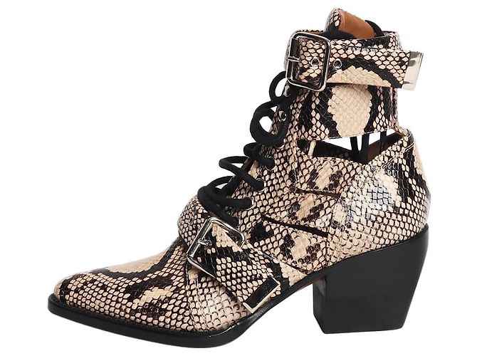 Chloé Botas com estampado de pele de cobra castanho - size EU 36.5 (UK 3.5) Marrom