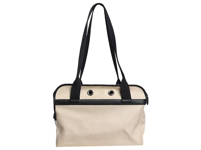 Hermès Saco de Transporte para animais preto e bege