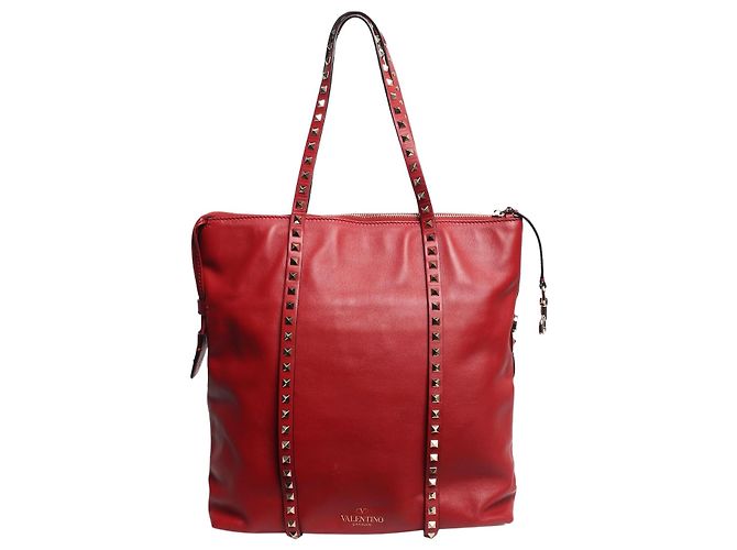 Valentino Sac cabas en cuir Red Rockstud Rouge