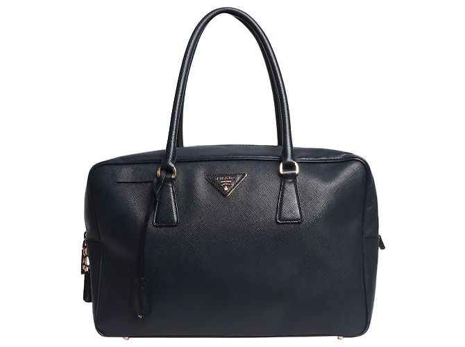 Prada Bolsa de couro Saffiano Lux azul marinho