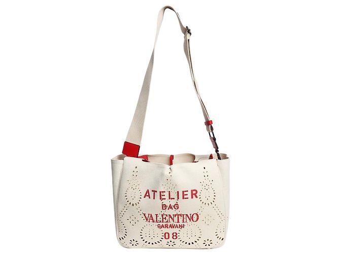 Valentino Borsa Atelier broderie 08 neutra e rossa