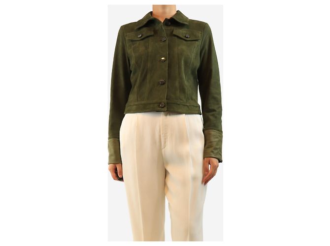 Iris & Ink Wildlederjacke Grün - Größe UK 10