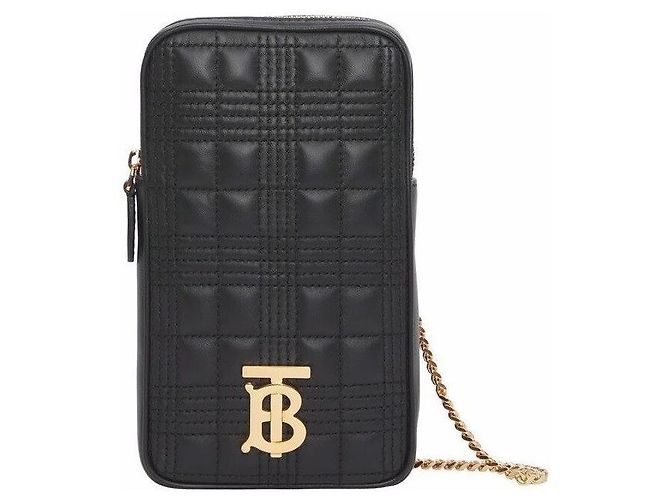 Burberry Bolsa para telemóvel Lola em pele de cordeiro acolchoada Preto