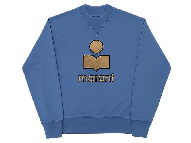 Isabel Marant  Fleece-Sweatshirt Blau mit gesticktem Logo aus Samt