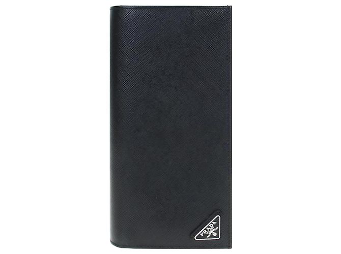 Prada Saffiano Leather Men's Long Wallet Black
