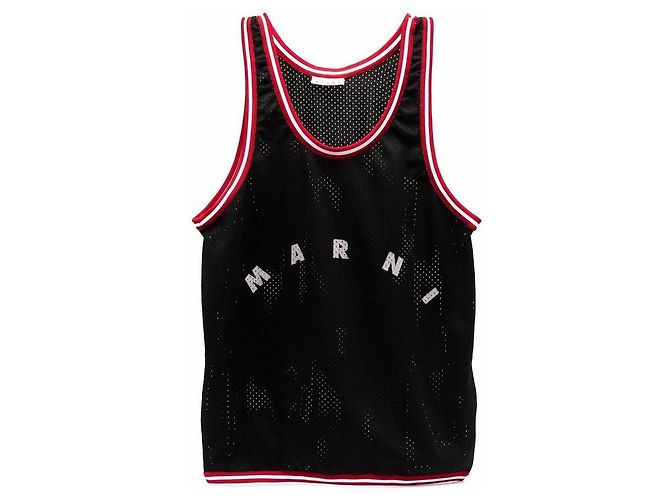 Marni Logo Printed Mesh Shopper Bag Red
