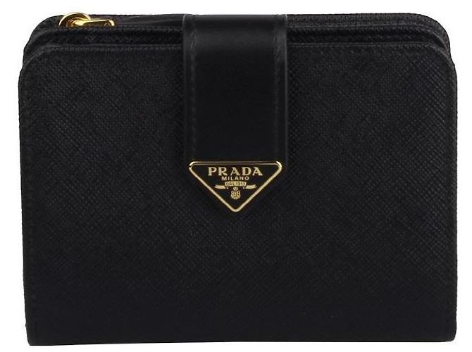 Prada Portafoglio bi-fold in Saffiano Nero