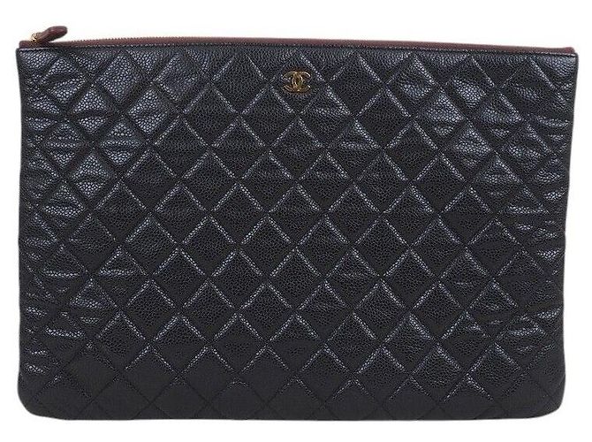 Chanel Caviar Clutch Large Schwarz