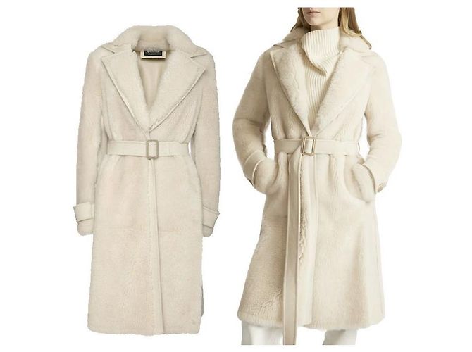 Loro Piana Lamb Shearling Credence Coat stamp: White