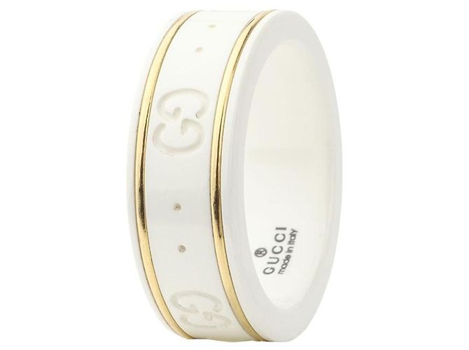 Gucci Yellow Gold Ceramic Iconic Ring Size