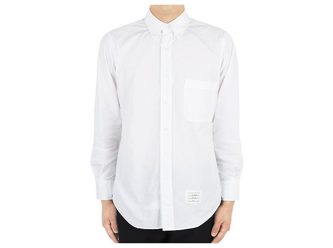 Thom Browne Hidden Three Stripes Popeline-Hemd (White) Silber
