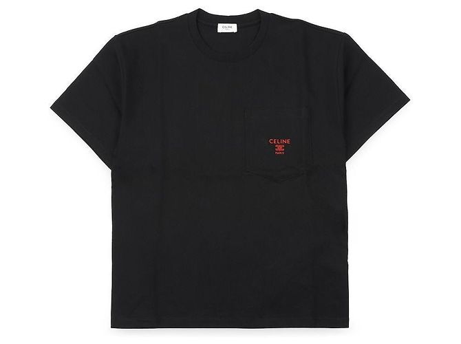 Céline Kurzarmhemd mit besticktem Logo (Black) Schwarz
