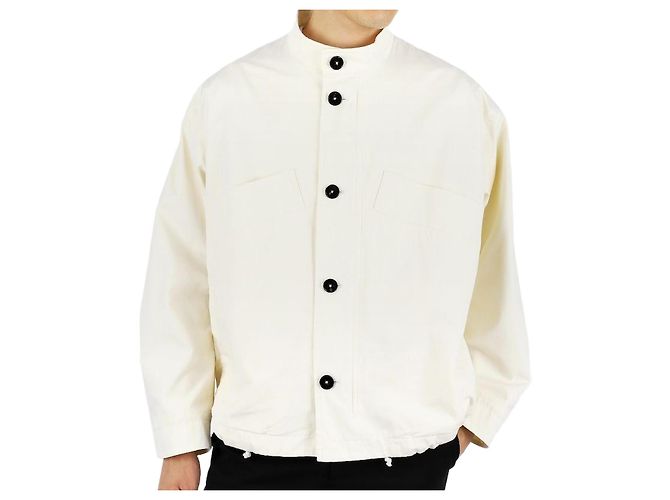 Jil Sander Men's Casual Drawstring Cotton Jacket (Light Beige) Brown