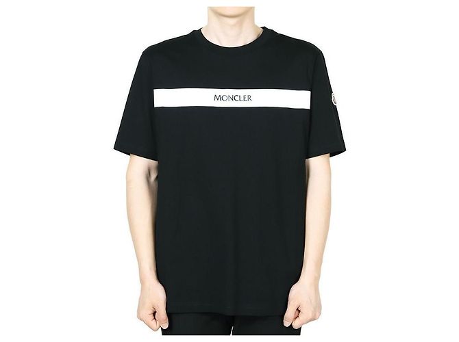 Moncler Men's RUBBERISED Logo Cotton Short Sleeve (Black) Multiple colors