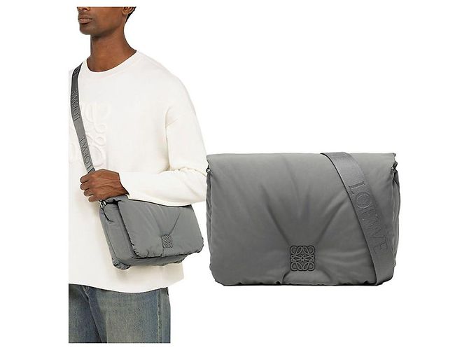 Loewe Goyard Logo Nylon Messenger Bag Brown