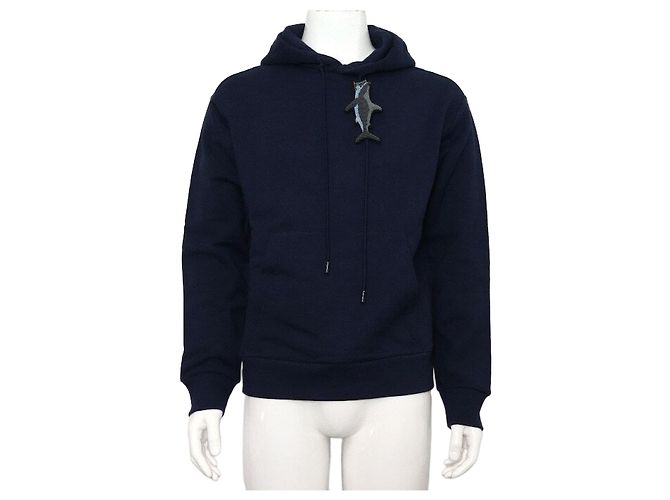 Louis Vuitton Shark Hoodie für Herren mit Perlen Blau