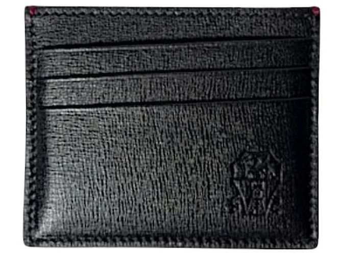 Brunello Cucinelli Engraved Logo Calf Leather Cardholder Black