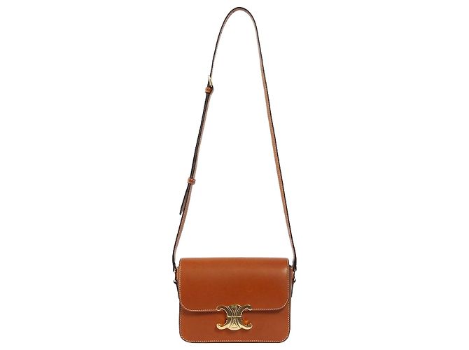 Céline Bolsa Tin Triomphe em pele de vitelo natural Vermelho