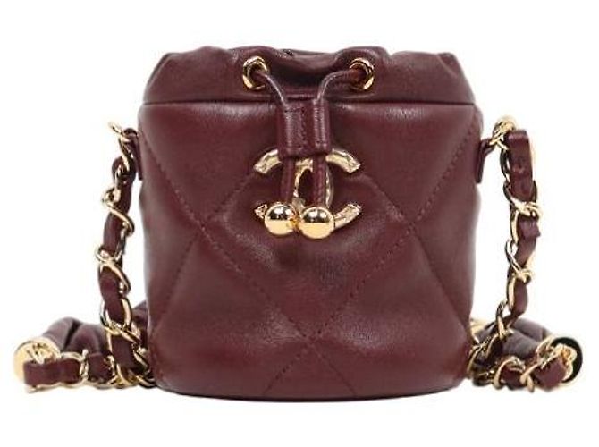 Chanel Borsa a secchiello mini Coco Crush in pelle burgundy Rosso