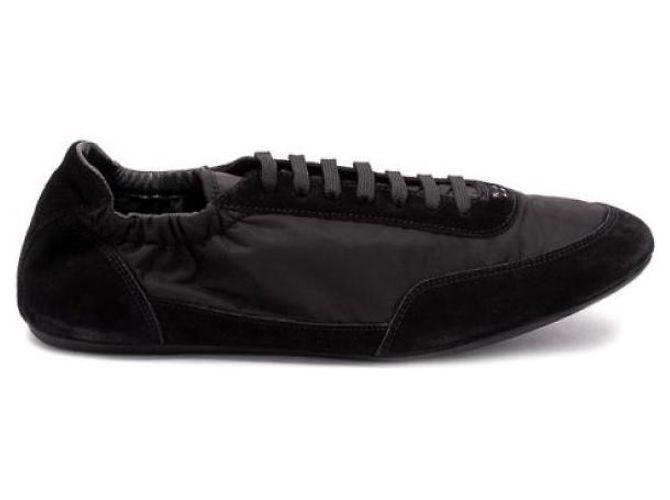 Prada Baskets élastiques en nylon et daim