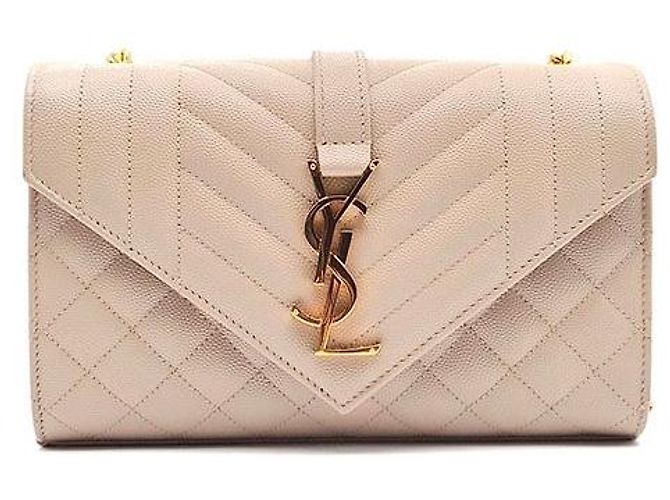 Saint Laurent Bolsa de Ombro com Corrente Envelope Monogram Marrom