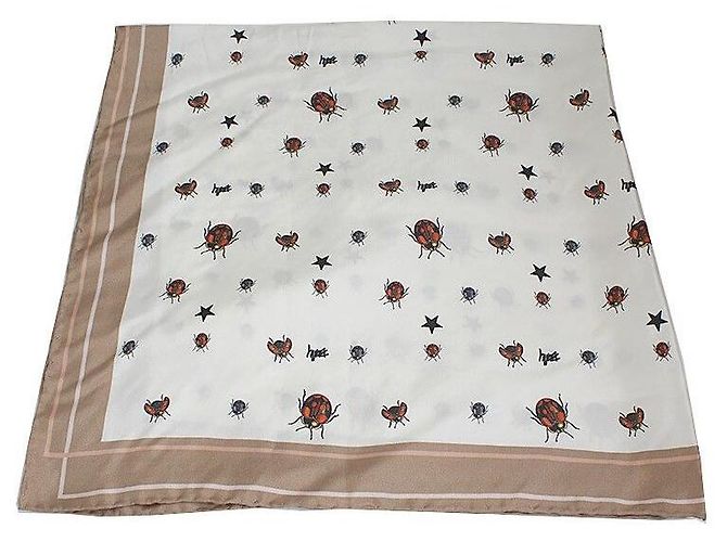 Pañuelo de seda Bally Ladybug Beige Castaño