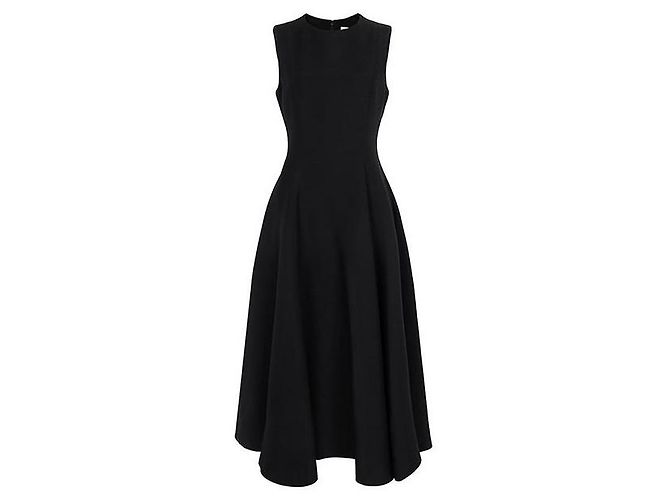 Dior Vestido estilo robe em lã e seda preto Prata