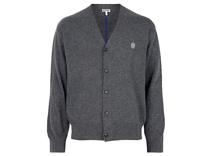 Loewe Grauer Anagram V-Ausschnitt Wollcardigan Braun