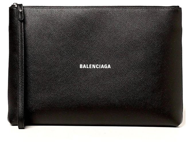 Pochette Balenciaga en cuir noir