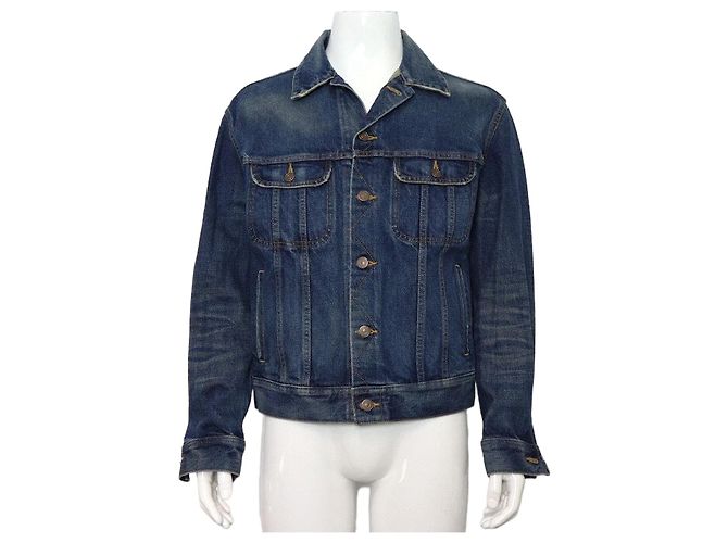 Céline Giacca track in denim blu borchiata da uomo