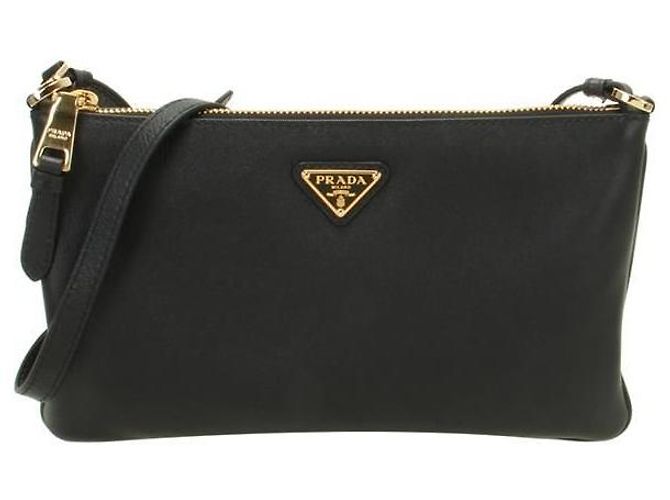 Prada Borsa a tracolla in pelle morbida stamp: OVO Nero