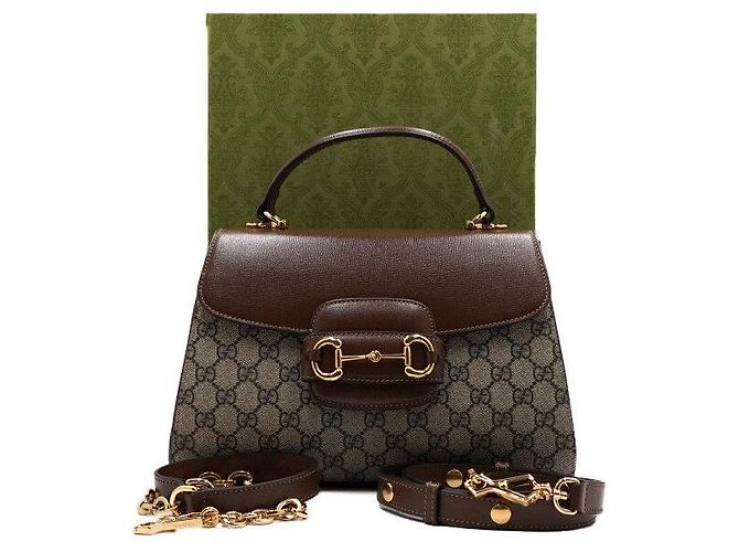 Gucci Bolso Tote y Bolso de Hombro para Mujer Horsebit Medium con Asa Superior Castaño
