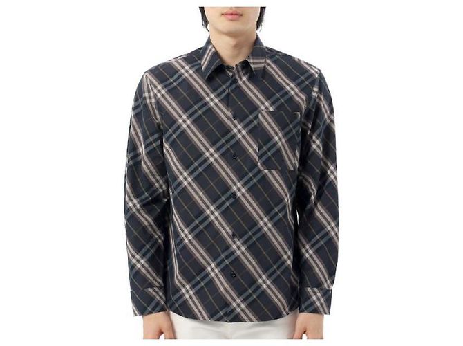 Burberry Camicia in cotone a quadri Relaxed Fit Nero