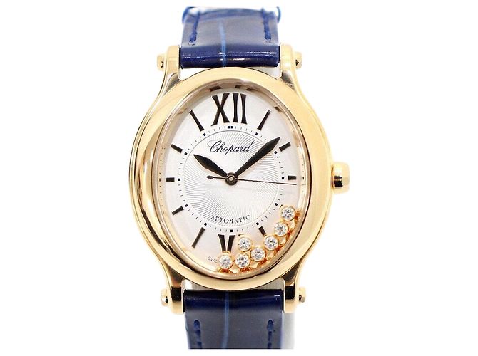 Chopard Relógio Automático Feminino Happy Sport com Diamantes e Pulseira de Couro Rosa