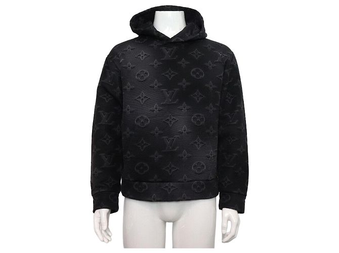 Louis Vuitton Kapuzen-T-Shirt für Herren Monogram Black Collection Schwarz