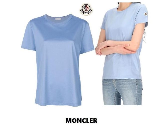 Moncler Baumwoll-T-Shirt mit Logo-Patch Blau 